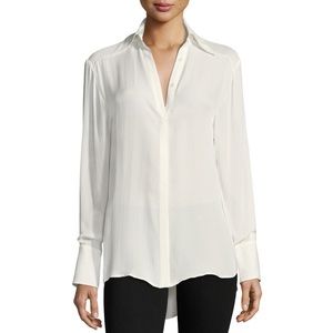 NWT Paige Silk Clemente Shirt in White XS